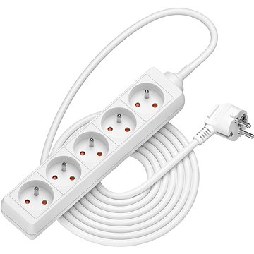 

AlzaPower prodlužovací přívod 230V 5 zásuvek 5m bílý
