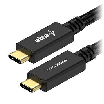 AlzaPower AluCore USB-C / USB-C 3.2 Gen 2, 5A, 100W, 0.5m černý - Datový kabel