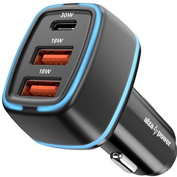 

AlzaPower Car Charger P220 USB-A + USB-C Power Delivery 30W černá