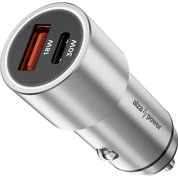 

AlzaPower Car Charger X525 USB-A + USB-C Power Delivery 30W stříbrná