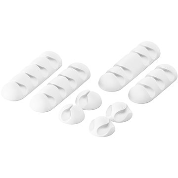 AlzaPower Cable Clips Mix 8 pcs bílý
