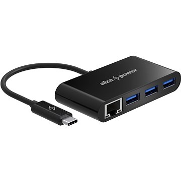 

AlzaPower USB hub USB-C (M) na 3× USB-A 3.0 (F) s RJ45 černý