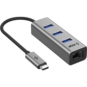 

AlzaPower Metal USB hub USB-C (M) na 3× USB-A 3.0 (F) s RJ45 vesmírně šedý