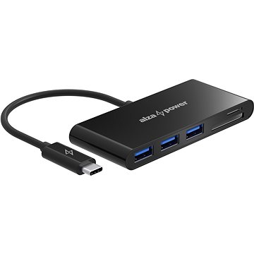 

AlzaPower USB hub USB-C (M) na 3× USB-A 3.0 (F) a Card Reader černý
