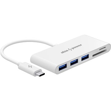 

AlzaPower USB hub USB-C (M) na 3× USB-A 3.0 (F) a Card Reader bílý