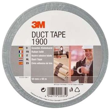 3M Duct Tape základní textilní páska 1900, stříbrná, 50 mm x 50 m v blistru