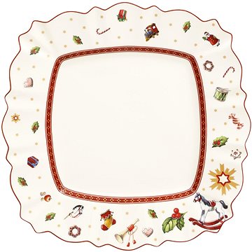 

Villeroy & Boch Vánoční mělký talíř Toy's delight čtvercový, bílý