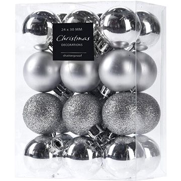 

HOME STYLING COLLECTION Vánoční ozdoby - koule, stříbrné, průměr 3 cm, 24 ks