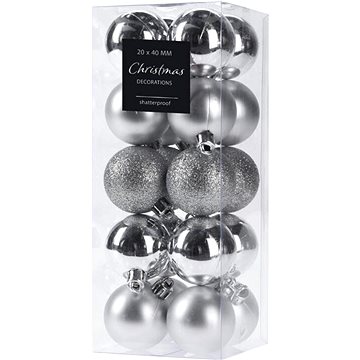 

HOME STYLING COLLECTION Vánoční ozdoby - koule, stříbrné, průměr 4 cm, 20 ks