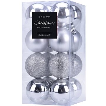 

HOME STYLING COLLECTION Vánoční ozdoby - koule, stříbrné, průměr 5 cm, 16 ks