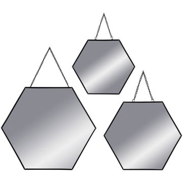 

Atmosphera Sada dekorativních zrcadel ve tvaru hexagonu, černý rám 3 ks