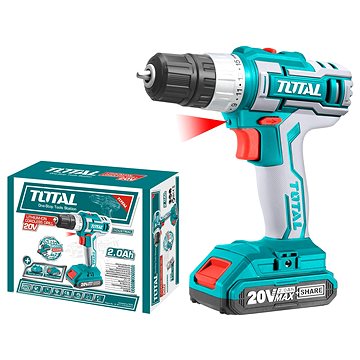 

TOTAL-TOOLS Vrtací šroubovák aku,1x2000mAh, 20V Li-ion, nabíječka 2h