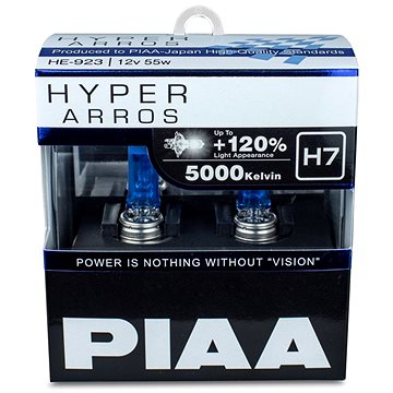 

PIAA Hyper Arros 5000K H7 + 120%. jasně bílé světlo o teplotě 5000K, 2ks