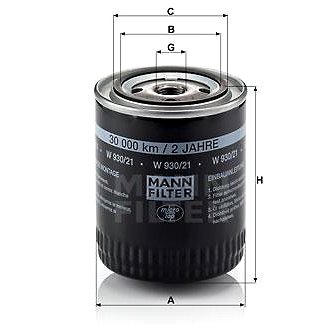 

MANN-FILTER W930/21 pro vozy AUDI, SKODA, VW