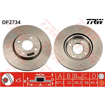 

TRW Brzdový kotouč DF2734, sada 2 ks