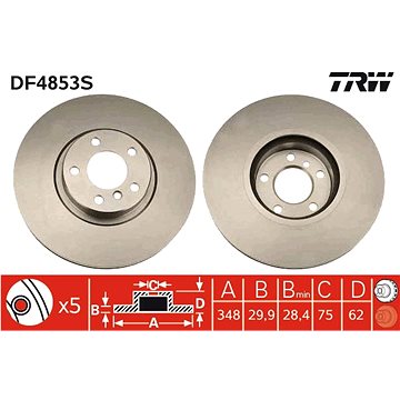 

TRW Brzdový kotouč DF4853S, sada 2 ks