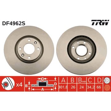 

TRW Brzdový kotouč DF4962S, sada 2 ks