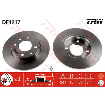 

TRW Brzdový kotouč DF1217, sada 2 ks