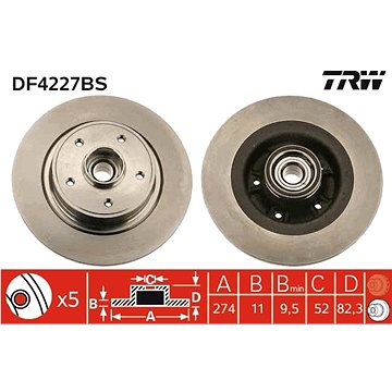 

TRW Brzdový kotouč DF4227BS, sada 2 ks