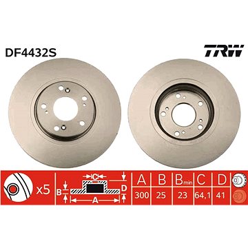 

TRW Brzdový kotouč DF4432S, sada 2 ks