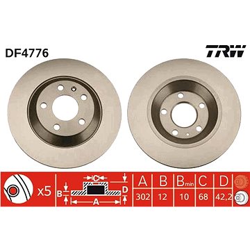 

TRW Brzdový kotouč DF4776, sada 2 ks