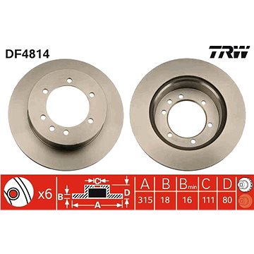 

TRW Brzdový kotouč DF4814, sada 2 ks