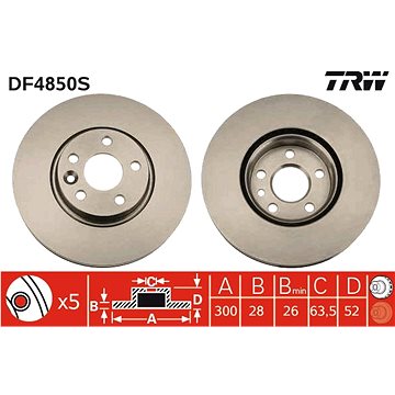 

TRW Brzdový kotouč DF4850S, sada 2 ks