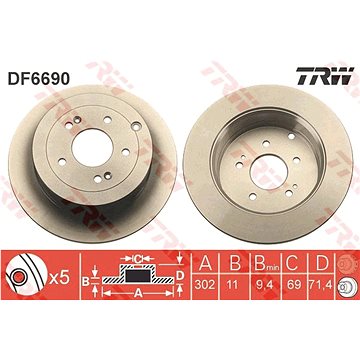 

TRW Brzdový kotouč DF6690, sada 2 ks