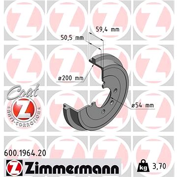 

ZIMMERMANN Brzdový buben 600.1964.20
