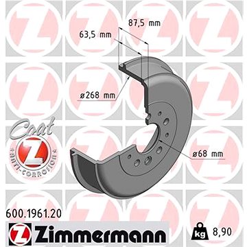 

ZIMMERMANN Brzdový buben 600.1961.20