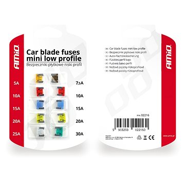 

AMIO sada plochých pojistek MINI nízkoprofilové (sada 10 ks)