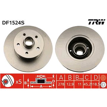 

TRW Brzdový kotouč DF1524S sada 2ks