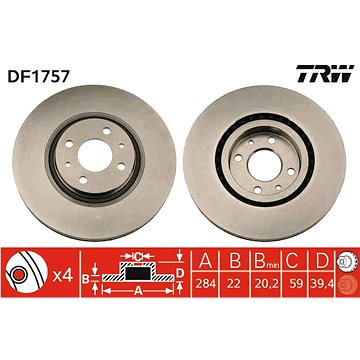 

TRW Brzdový kotouč DF1757 sada 2ks
