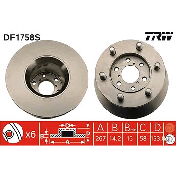 

TRW Brzdový kotouč DF1758S sada 2ks