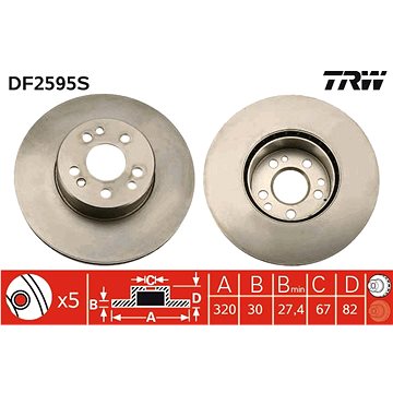 

TRW Brzdový kotouč DF2595S sada 2ks