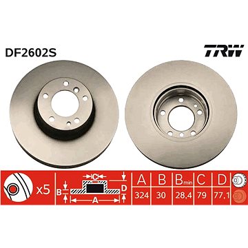 

TRW Brzdový kotouč DF2602S sada 2ks