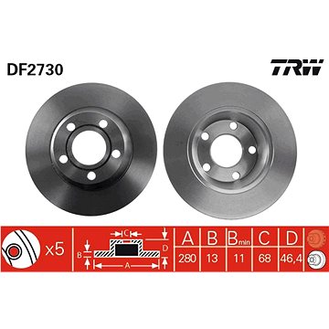 

TRW Brzdový kotouč DF2730 sada 2ks