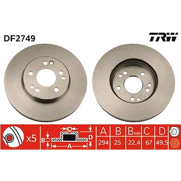 

TRW Brzdový kotouč DF2749 sada 2ks