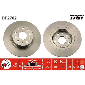 

TRW Brzdový kotouč DF2762 sada 2ks