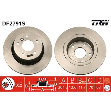 

TRW Brzdový kotouč DF2791S sada 2ks