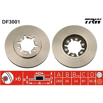 

TRW Brzdový kotouč DF3001 sada 2ks