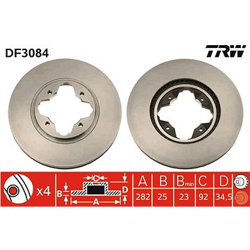 

TRW Brzdový kotouč DF3084 sada 2ks