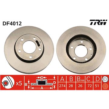 

TRW Brzdový kotouč DF4012 sada 2ks