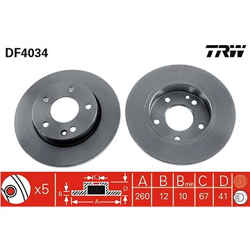 

TRW Brzdový kotouč DF4034 sada 2ks