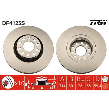 

TRW Brzdový kotouč DF4125S sada 2ks
