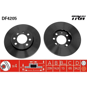 

TRW Brzdový kotouč DF4205 sada 2ks