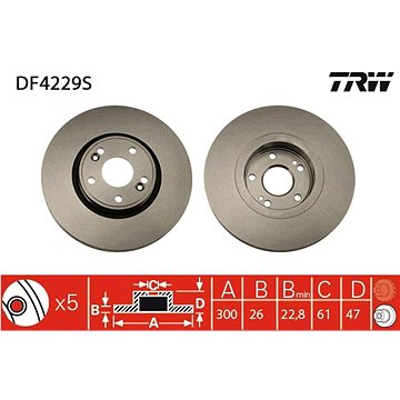 

TRW Brzdový kotouč DF4229S sada 2ks