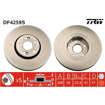 

TRW Brzdový kotouč DF4259S sada 2ks
