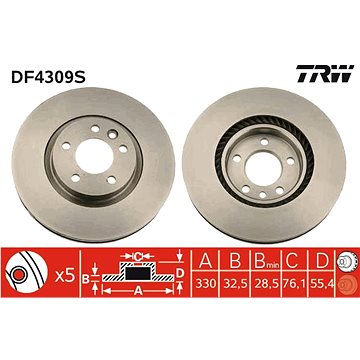 

TRW Brzdový kotouč DF4309S sada 2ks