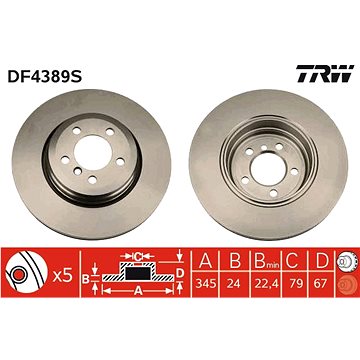 

TRW Brzdový kotouč DF4389S sada 2ks